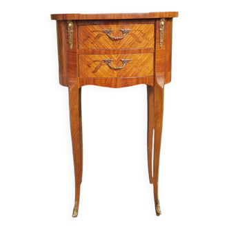 Table de chevet style Louis XV marqueterie