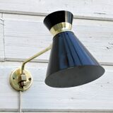 Adjustable stem wall lamp with ball head, diabolo lampshade