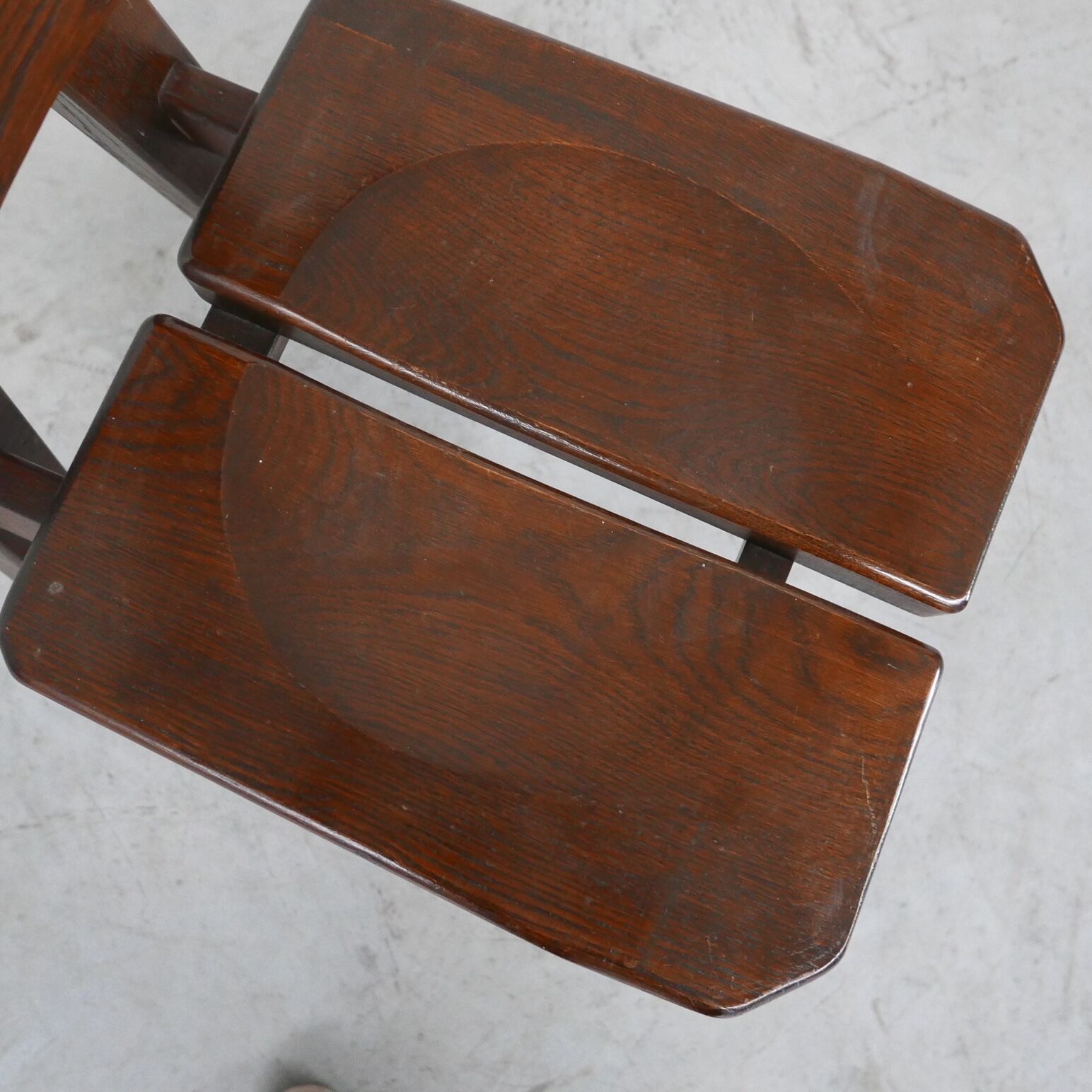 6 brutalist spanish oak dining chairs