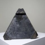 Large triangular raku box, handcrafted, signed, vintage 90s