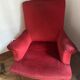 Fauteuil crapaud velours rouge