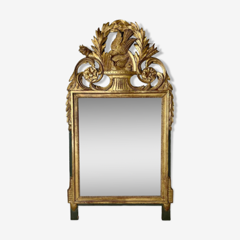 Miroir de style Louis XVI en bois doré et laqué