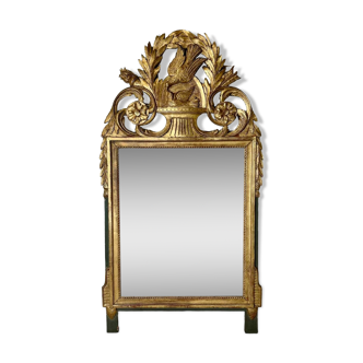 Louis XVI style mirror in gilded and lacquered wood