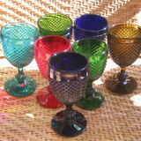 Set of 7 diamond-tipped glasses