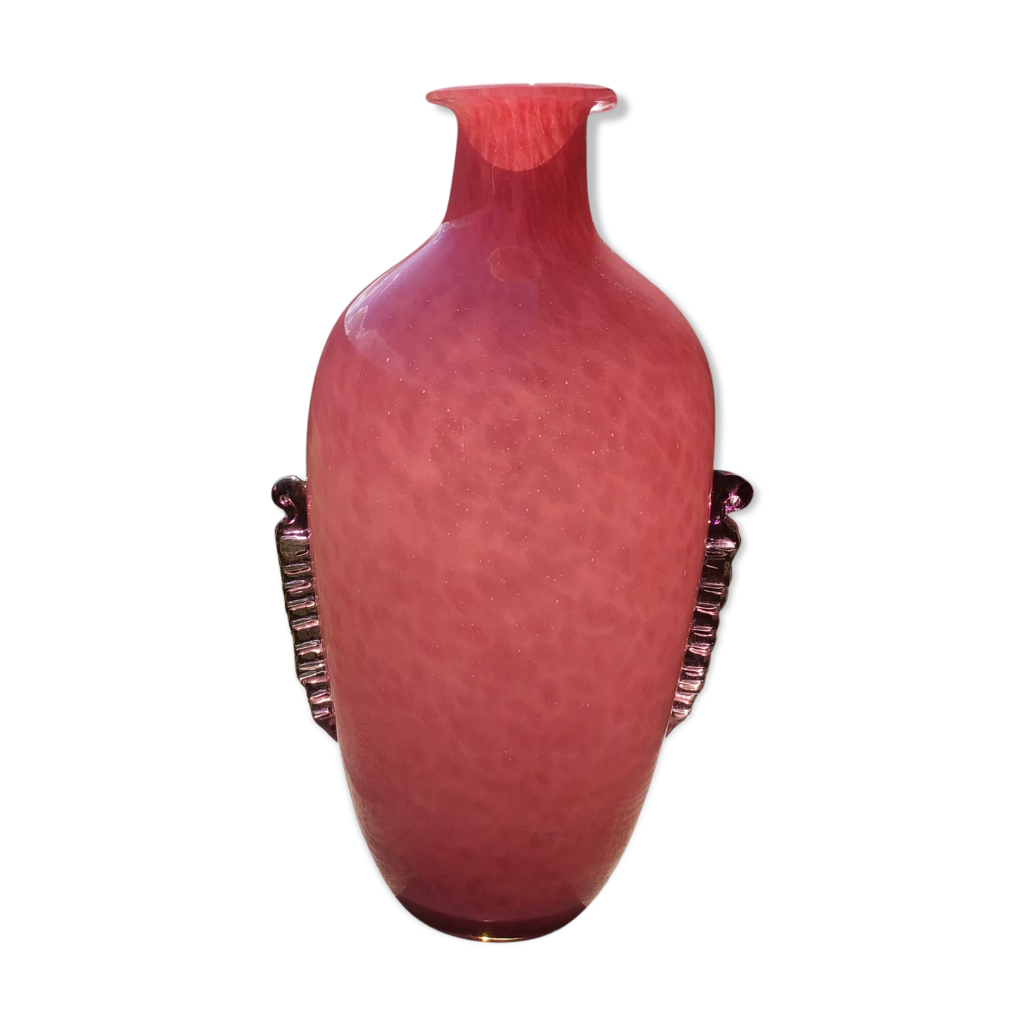 Art deco style pink glass vase