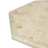 Vintage Octagonal Dining Table Travertine Natural Stone Italy 70s