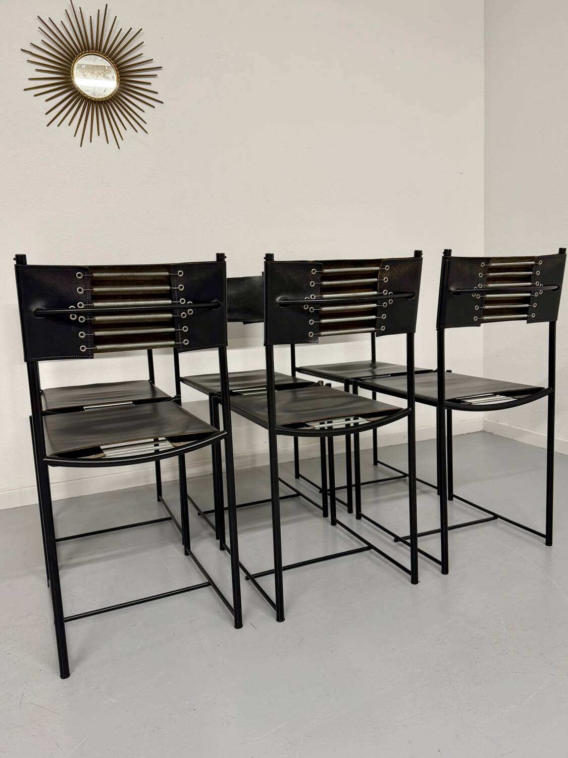 6 chaises en cuir « 101 » design italien Belotti Alias 1980 vintage