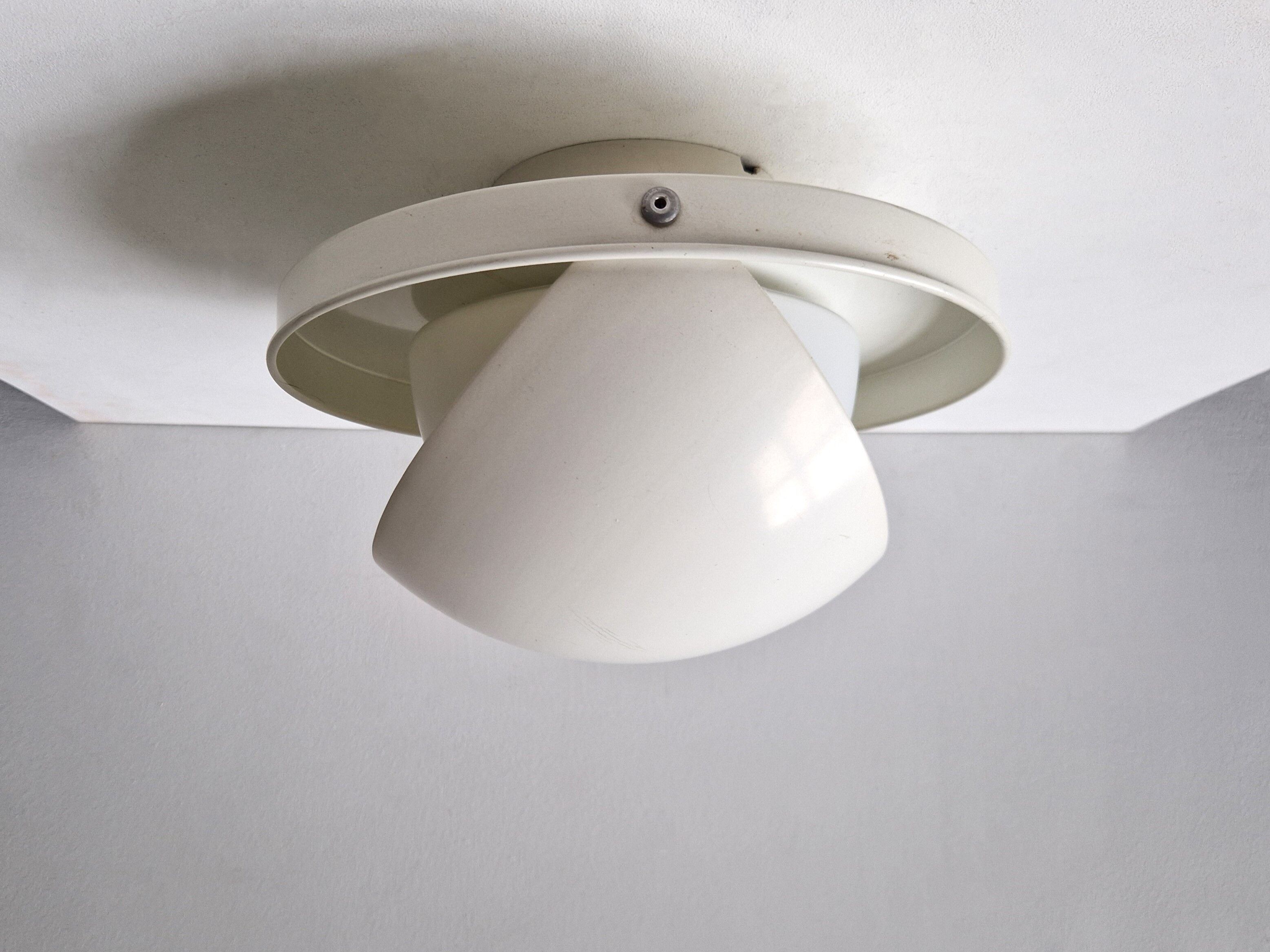 White metal Eclipse wall or ceiling lamp by Dijkstra Lighting, The Netherlands 1970's