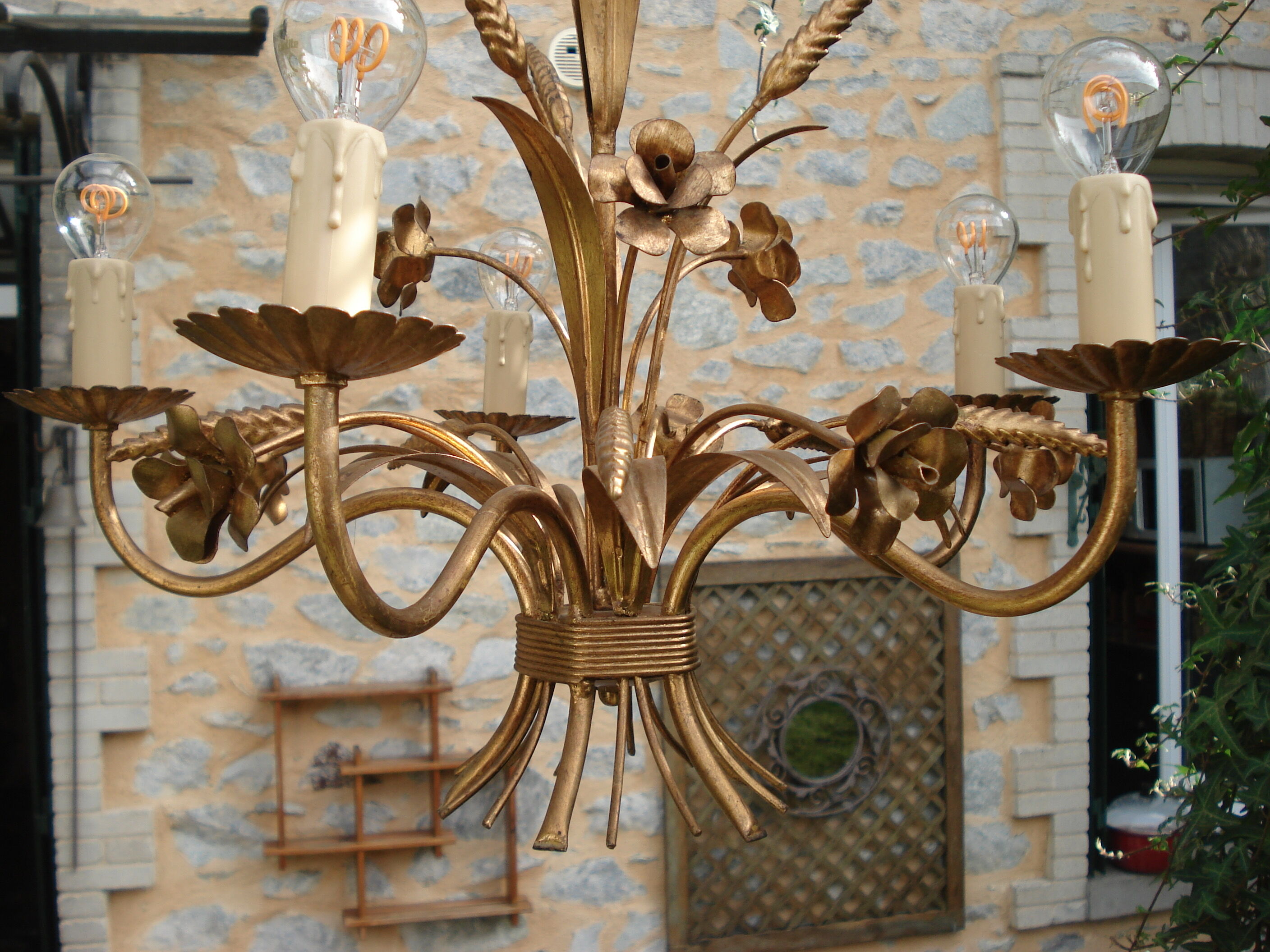 Lustre vintage 1950 epis de ble/fleurs