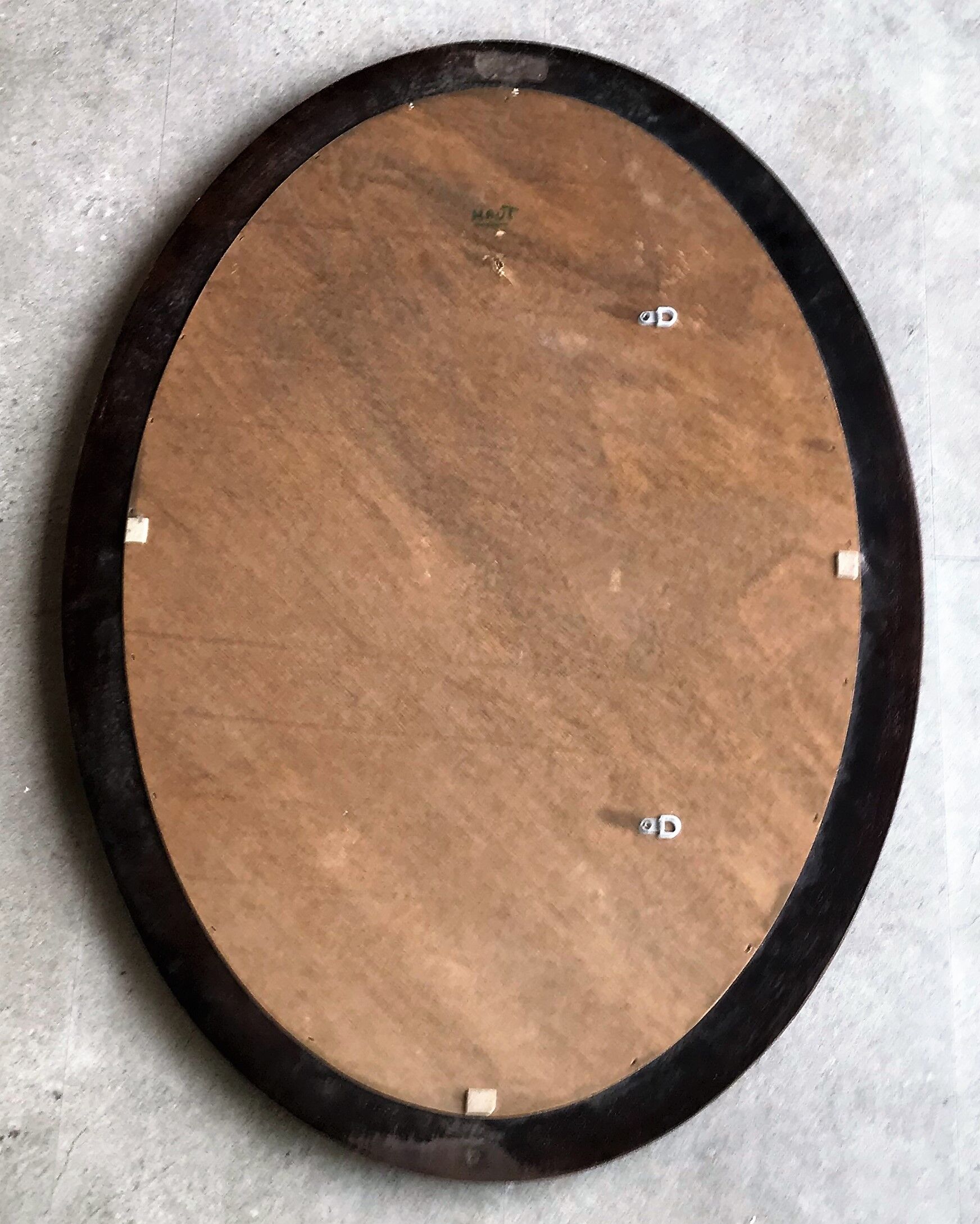 Oval mirror in wood and beveled ice - 88 cm by 63 cm