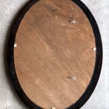Miroir ovale en bois et glace biseauté - 88 cm par 63 cm