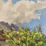 Watercolor vintage landscape