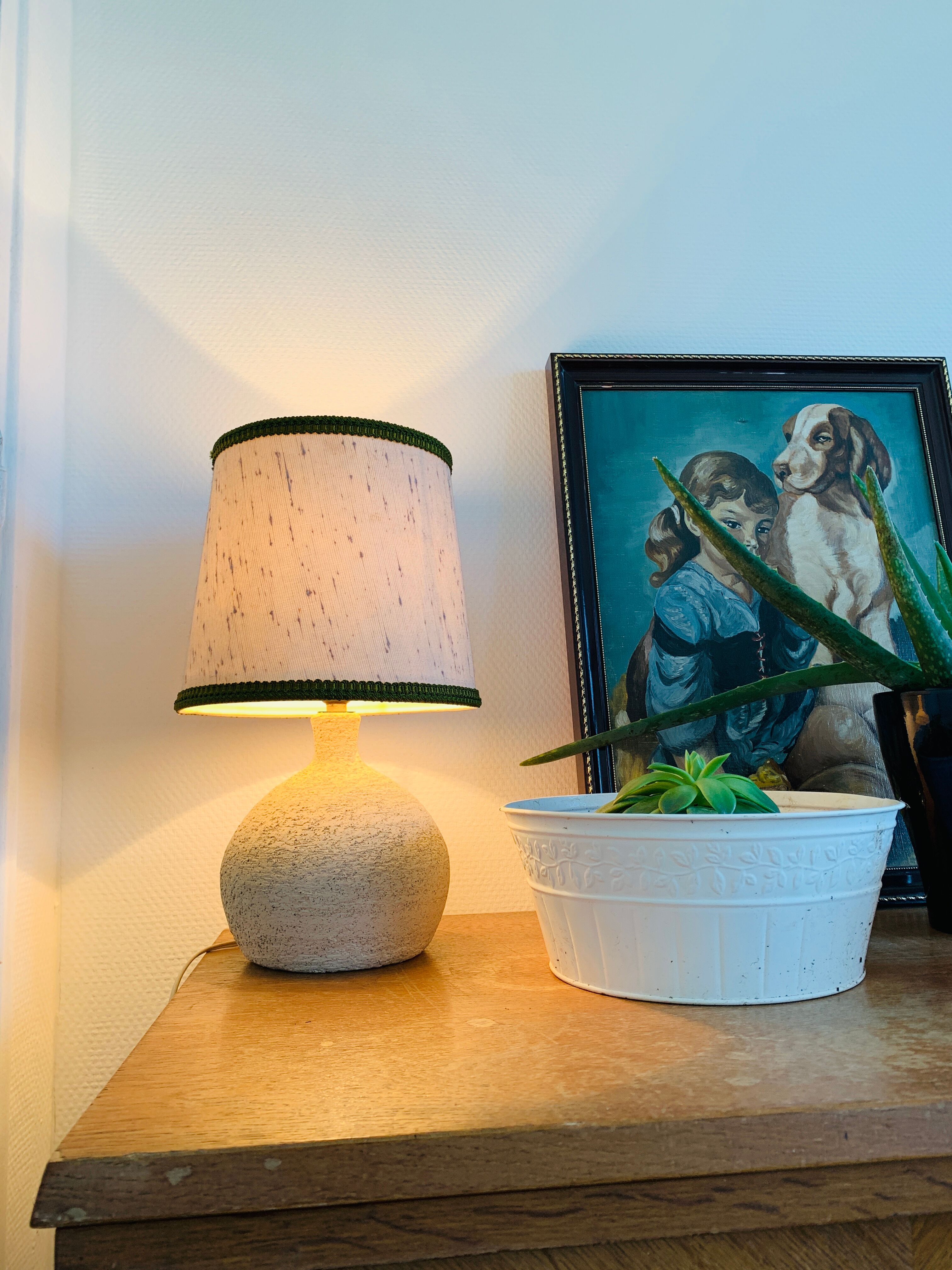 Vintage stone bedside lamp