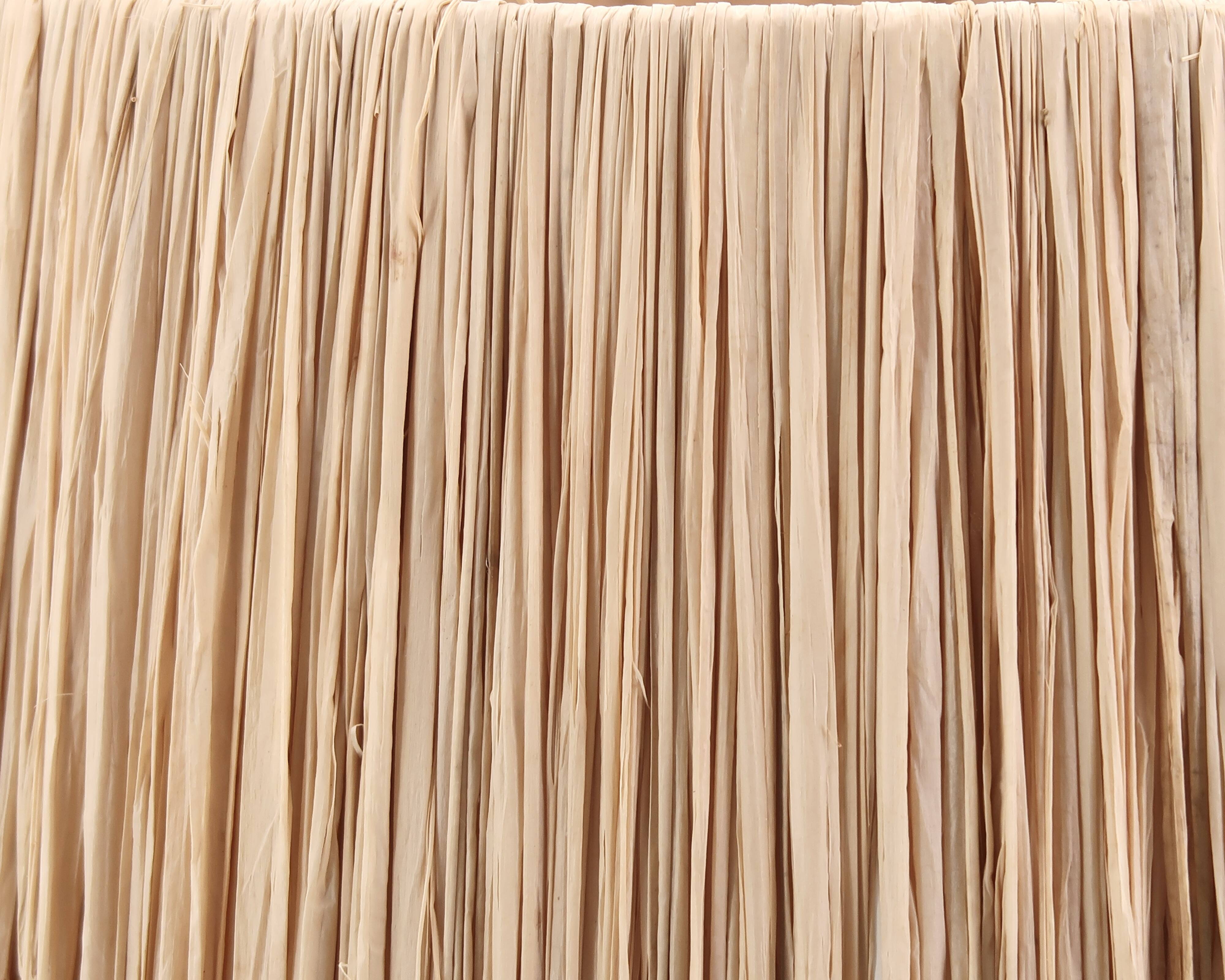 Italian wooden ball lamp, raffia lampshade, 1970s