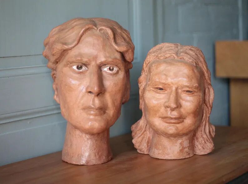 Sculpture signed Doloire, terracotta sculpture, sculpture of a man's head, collection, interior decoration.