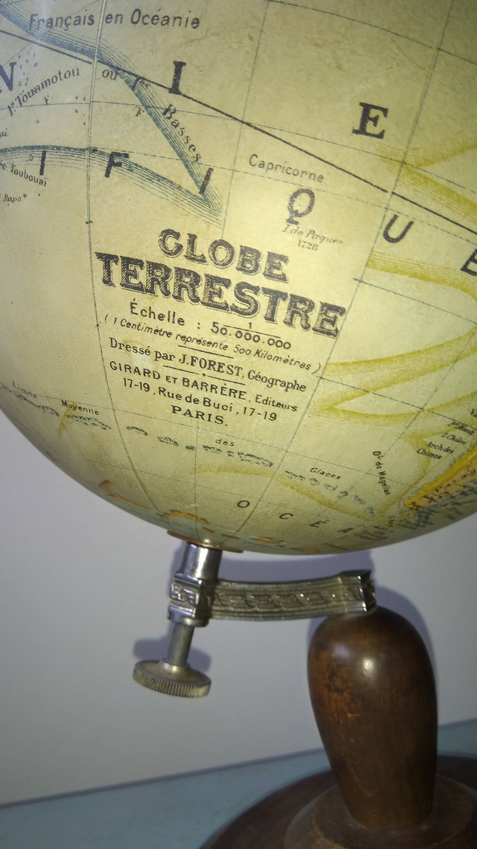 Terrestrial globe Forest Girard and barrere early 20th century