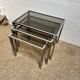 Set of 3 vintage nesting tables – Chrome metal & smoked glass