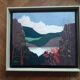 Old painting signed depicting a landscape of mountains