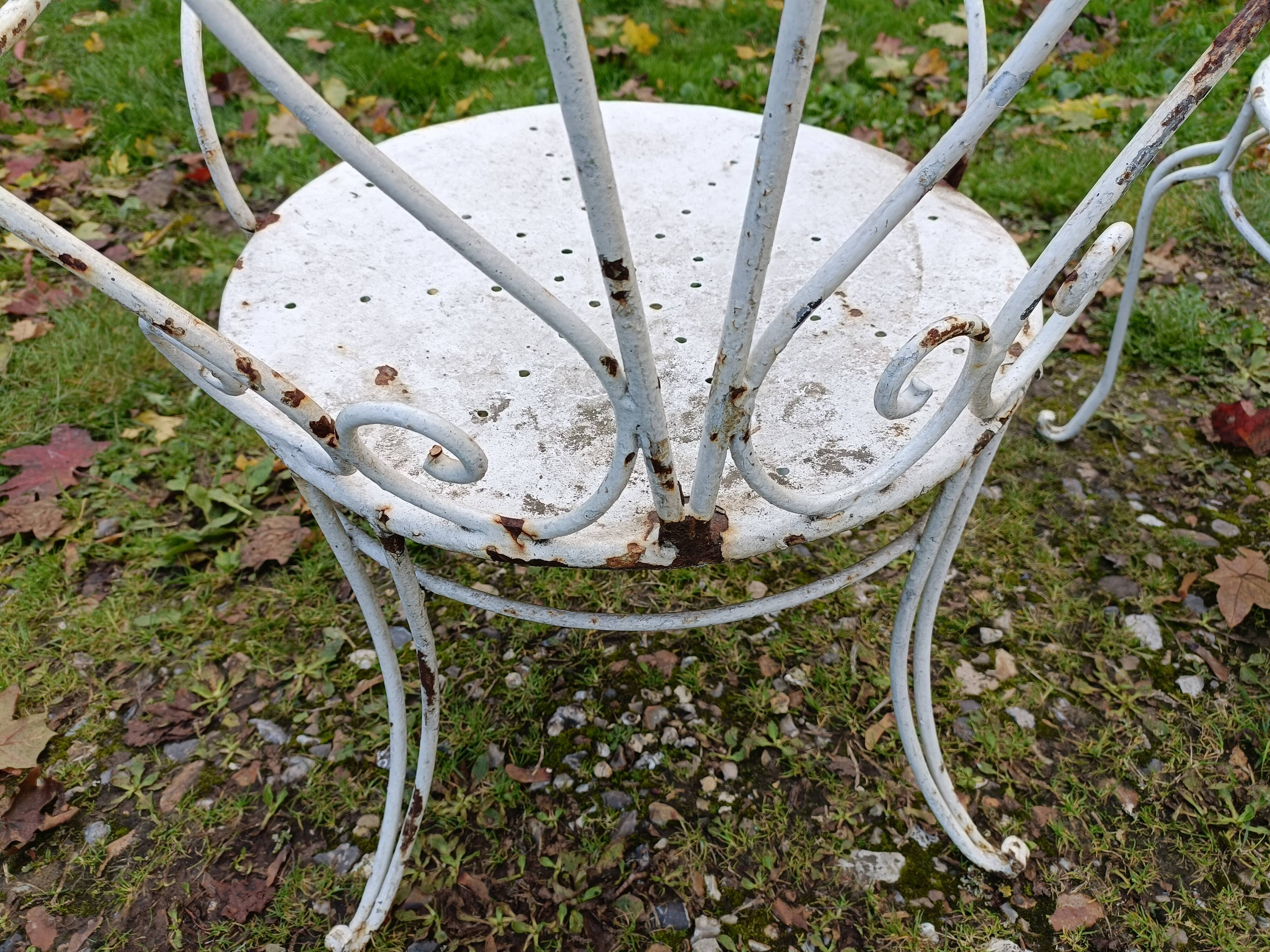 Paire de fauteuils de jardin anciens fer plein métal
