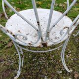 Paire de fauteuils de jardin anciens fer plein métal