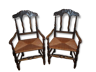 Paire de fauteuils paillés