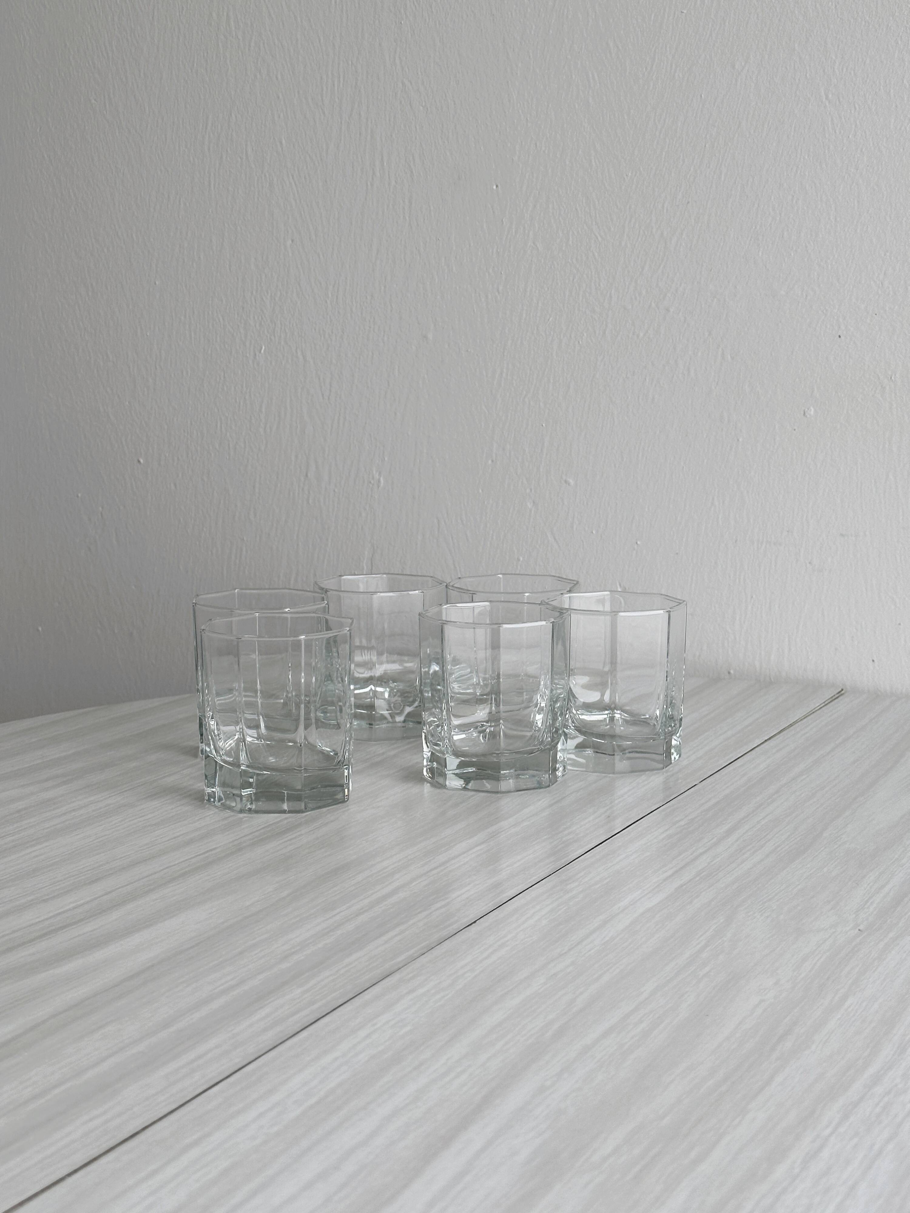 Set of 6 thick octagonal water glasses