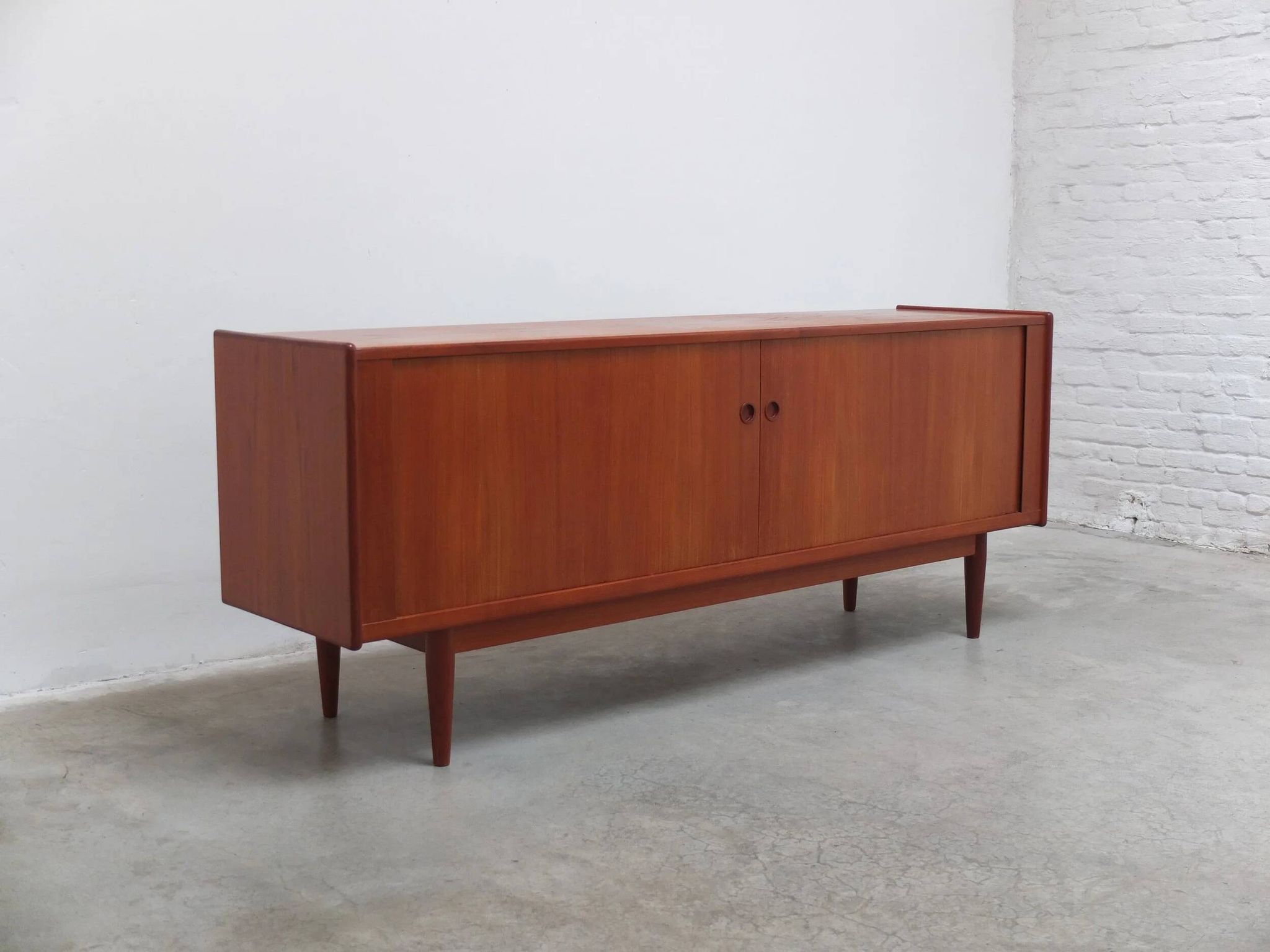 Danish teak sideboard with tambour doors, 1960s