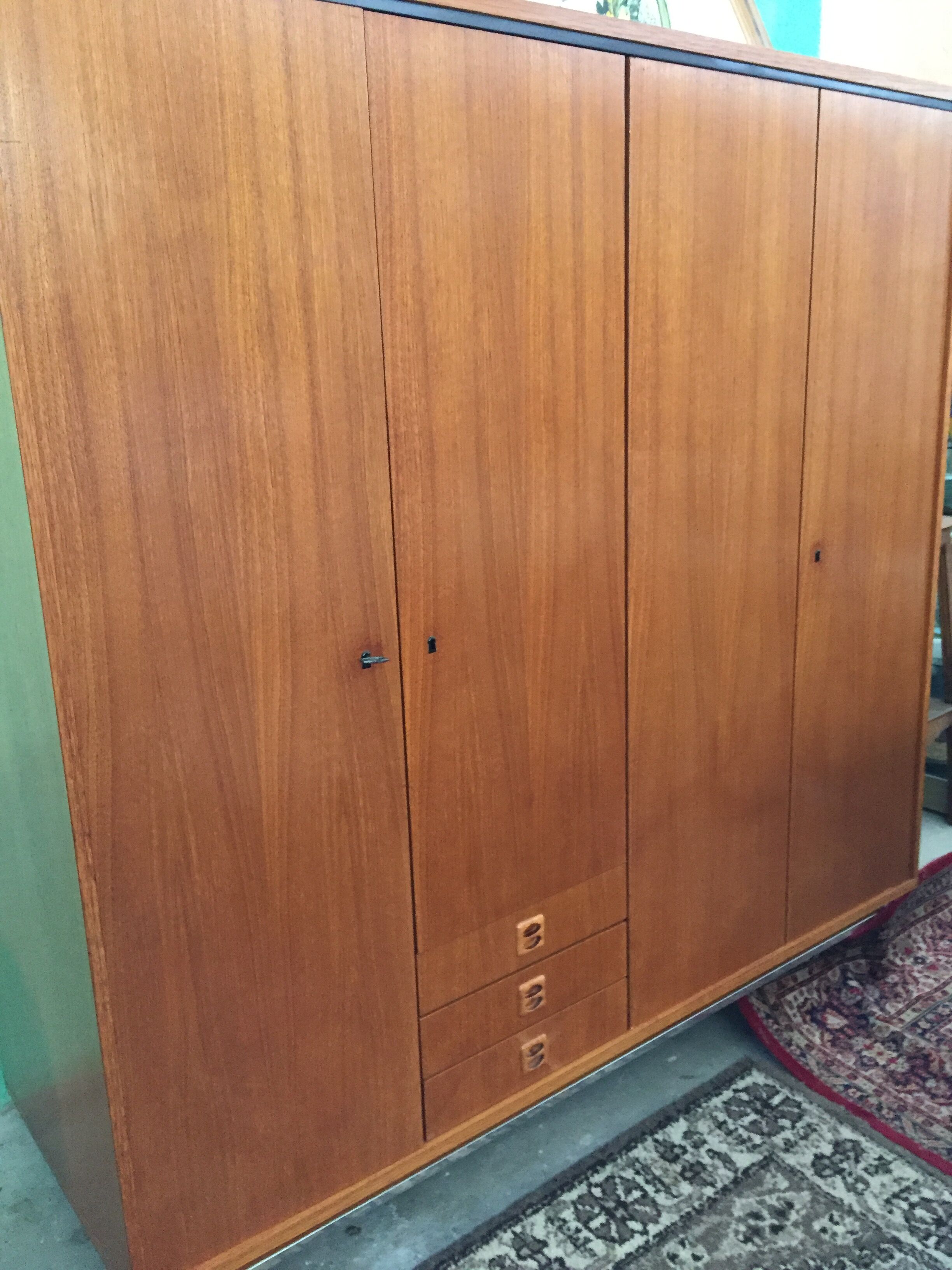 1960 plating chrome legs teak Cabinet