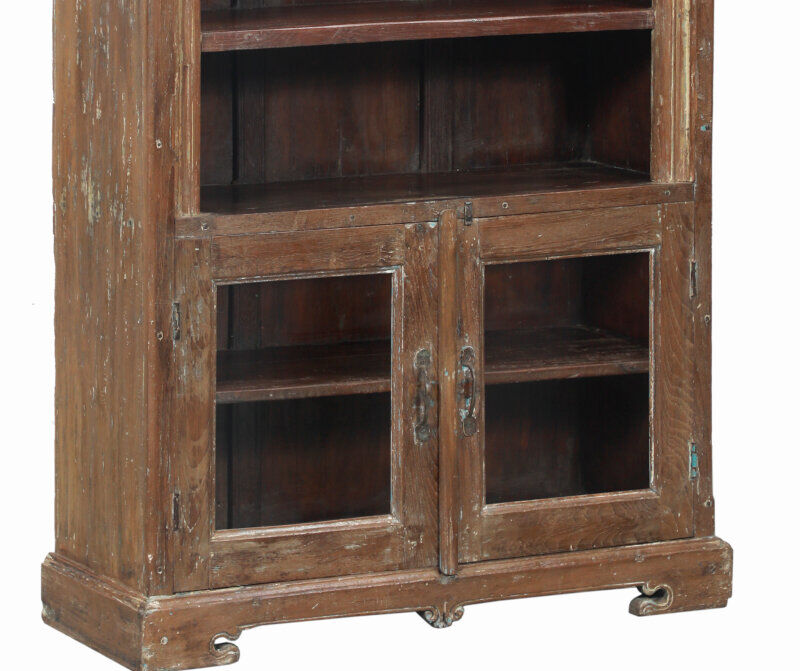 Bibliotheque armoire vaisselier marron vieux teck piece d'origine