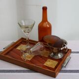 Plateau en bois et verre