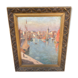 Vue de port signé Xavier Bricard ( 1870-1935)