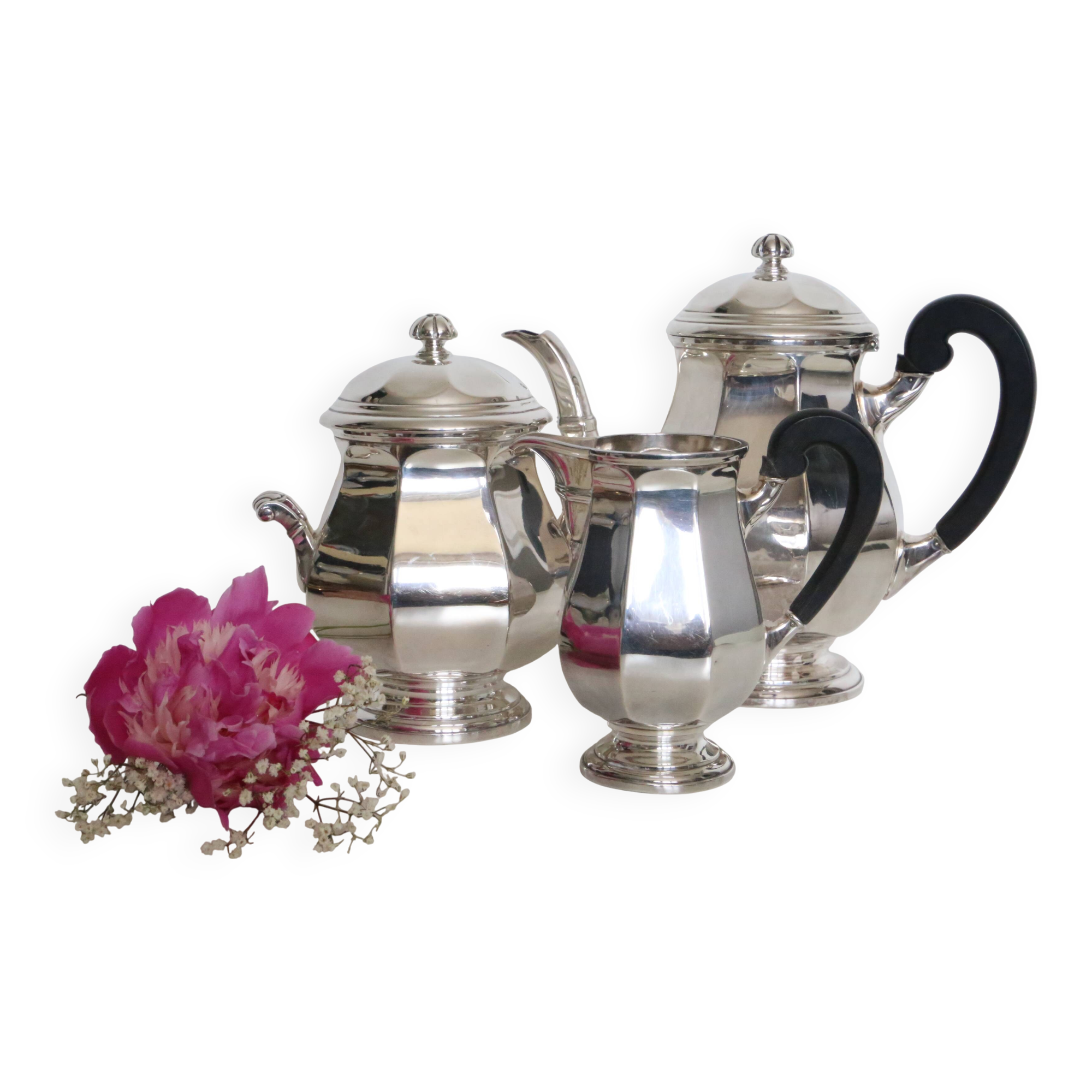 Silver-plated coffee service with ebony handles