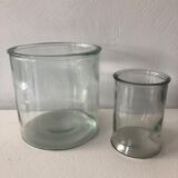 Duo of glass jars old vintage
