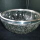 Salad bowl or fruit cup made of molded pressed glass and silver metal