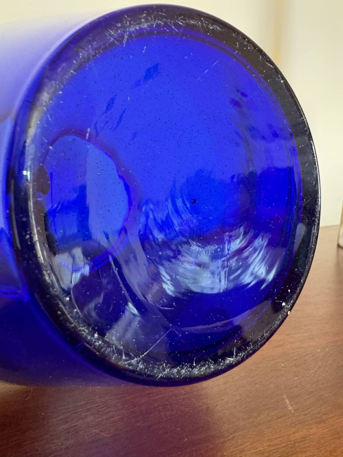 Art Deco cobalt blue bubble glass vase