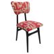 Chaise papillon du milieu du siècle, tissu jacquard rouge beige, bois noir, Europe, années 1960