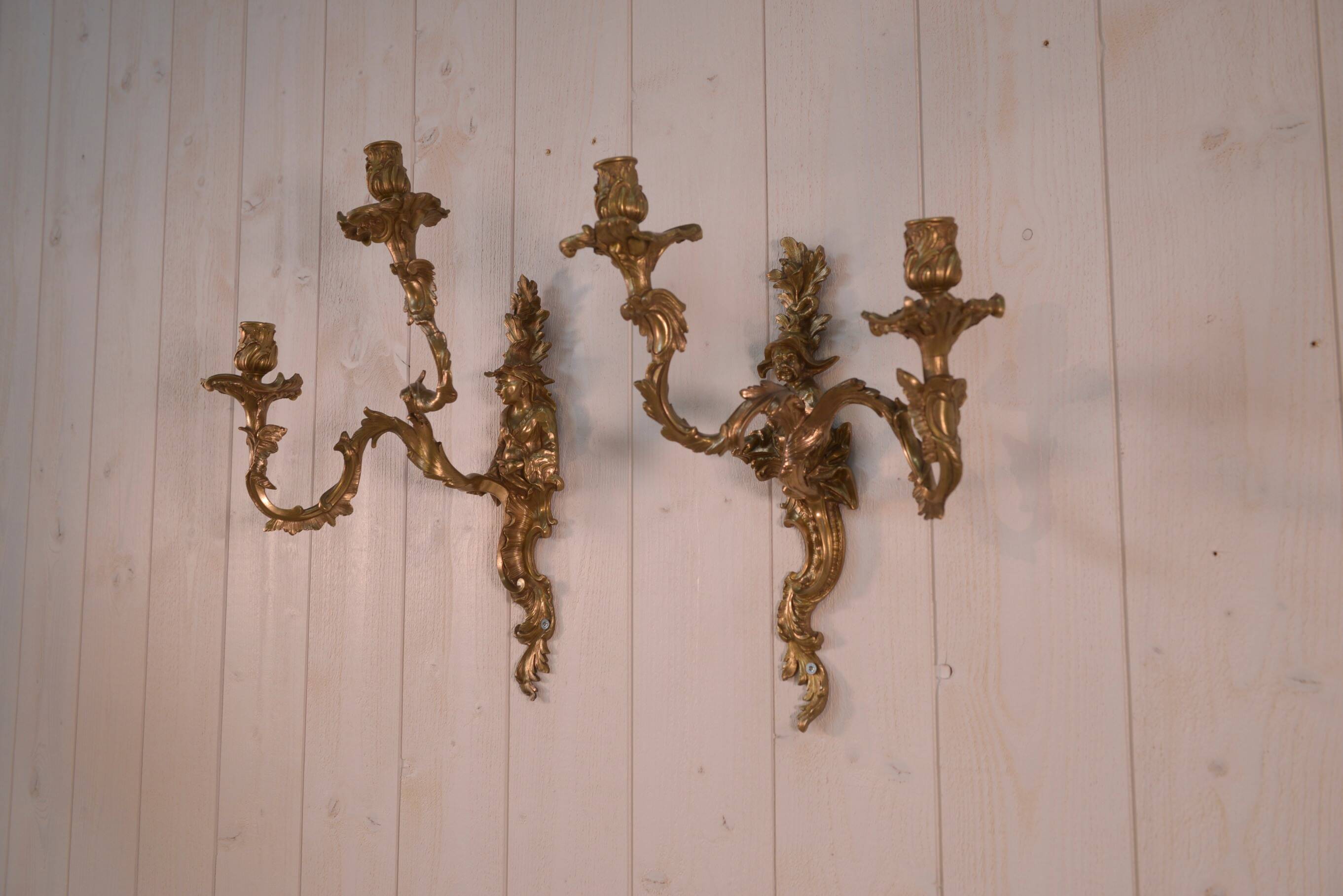 Pair of bronze sconces, mid-18th century
