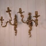 Pair of bronze sconces, mid-18th century