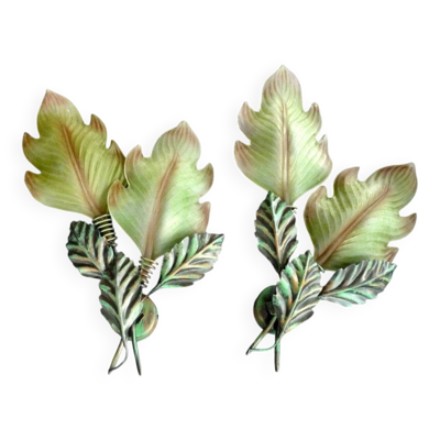 geantes appliques toles peintes verre de murano feuille vegetale 63cm