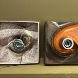 Pair of square ceramic wall sconces.