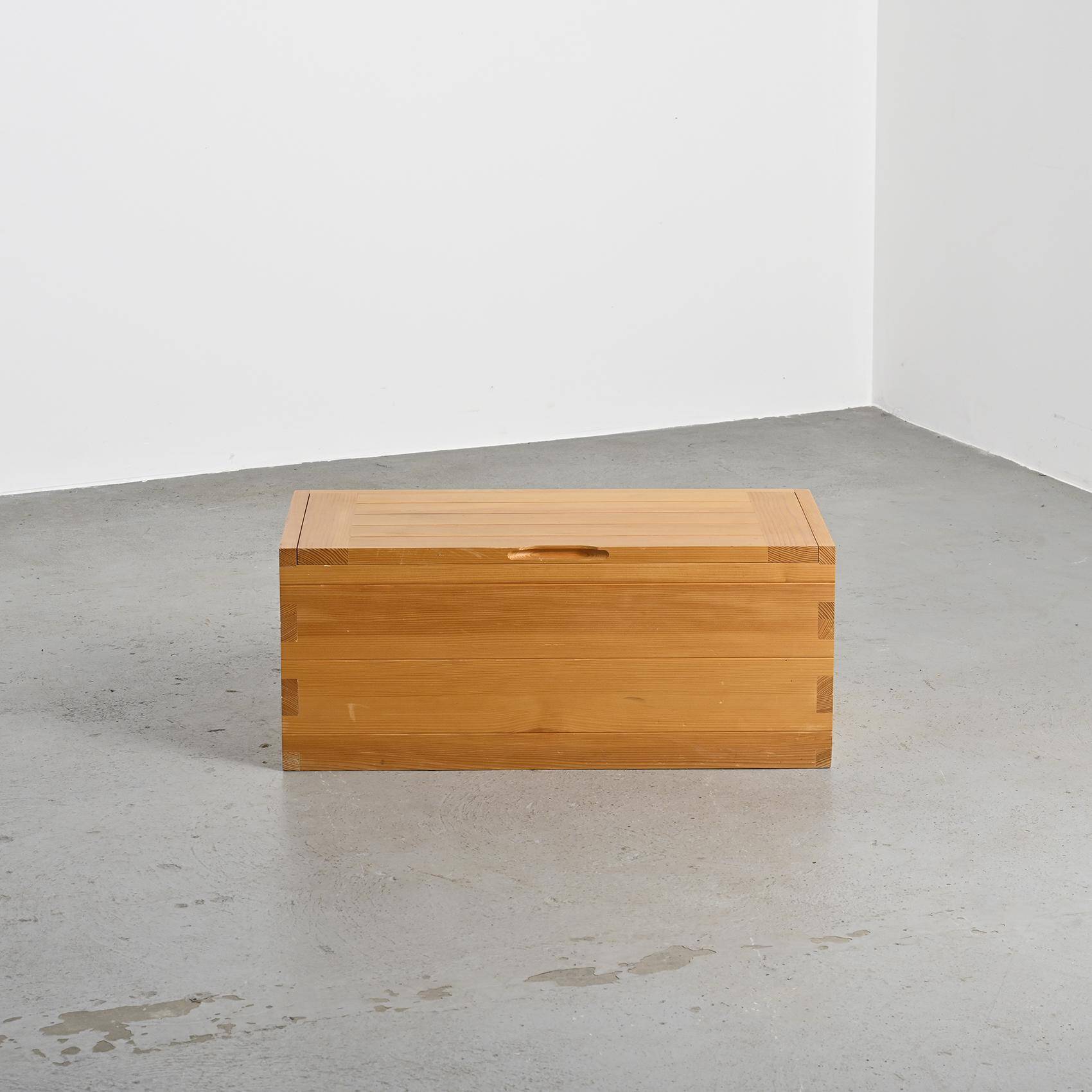 Solid elm chest by Maison Regain, 1970s