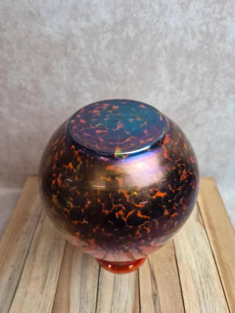 Large antique iridescent multilayer glass vase – attributed to Clichy or Pantin.