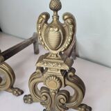 Pair of andirons for the bronze fireplace