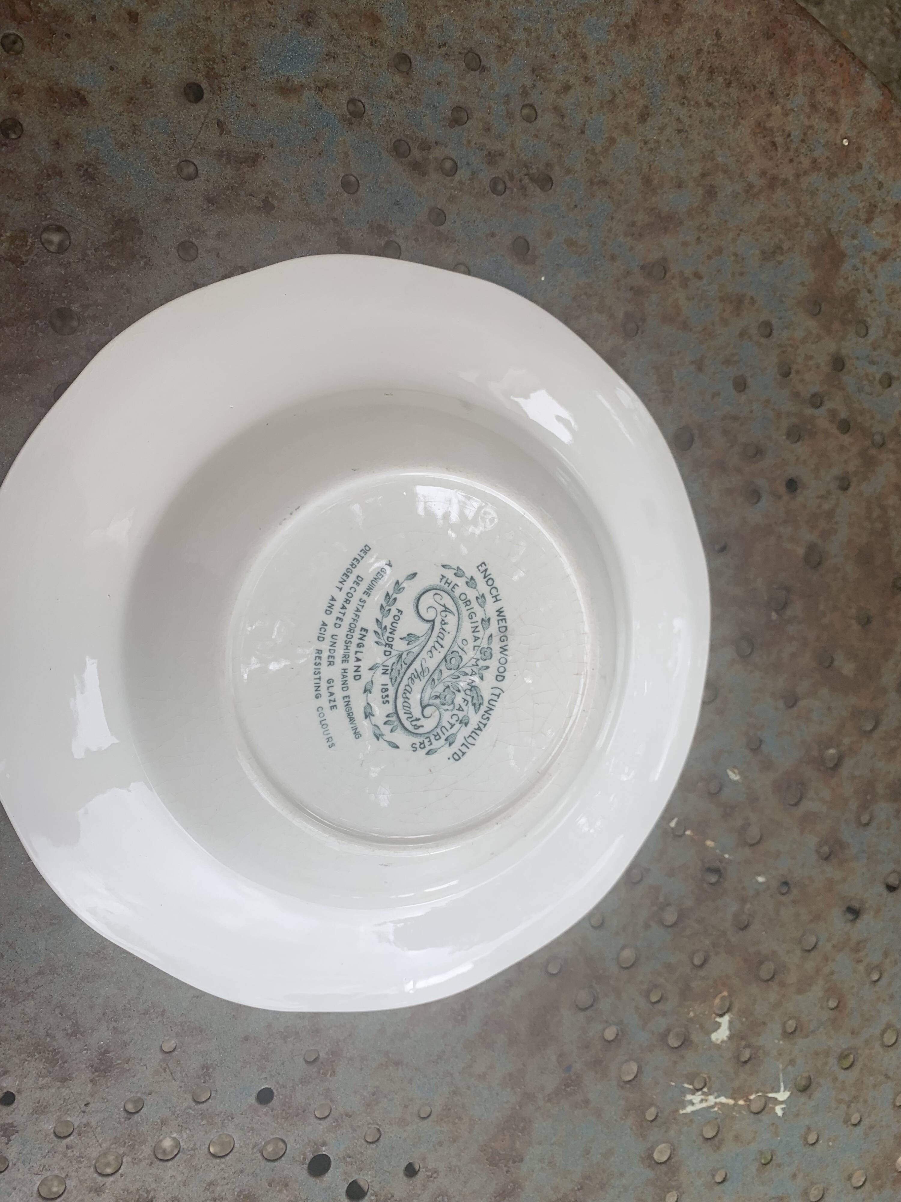 4 soup plates, Asian Pheasants, Enoch Wedgwood, vintage