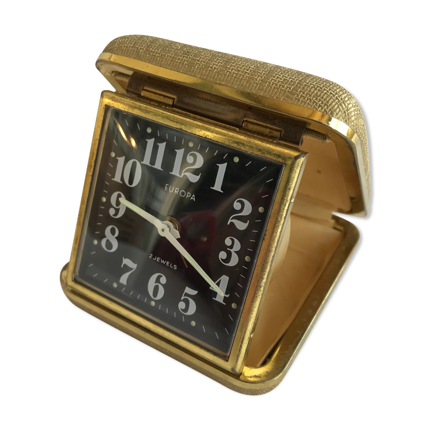 Old europa 2 travel alarm clock with 70's vintage gold case