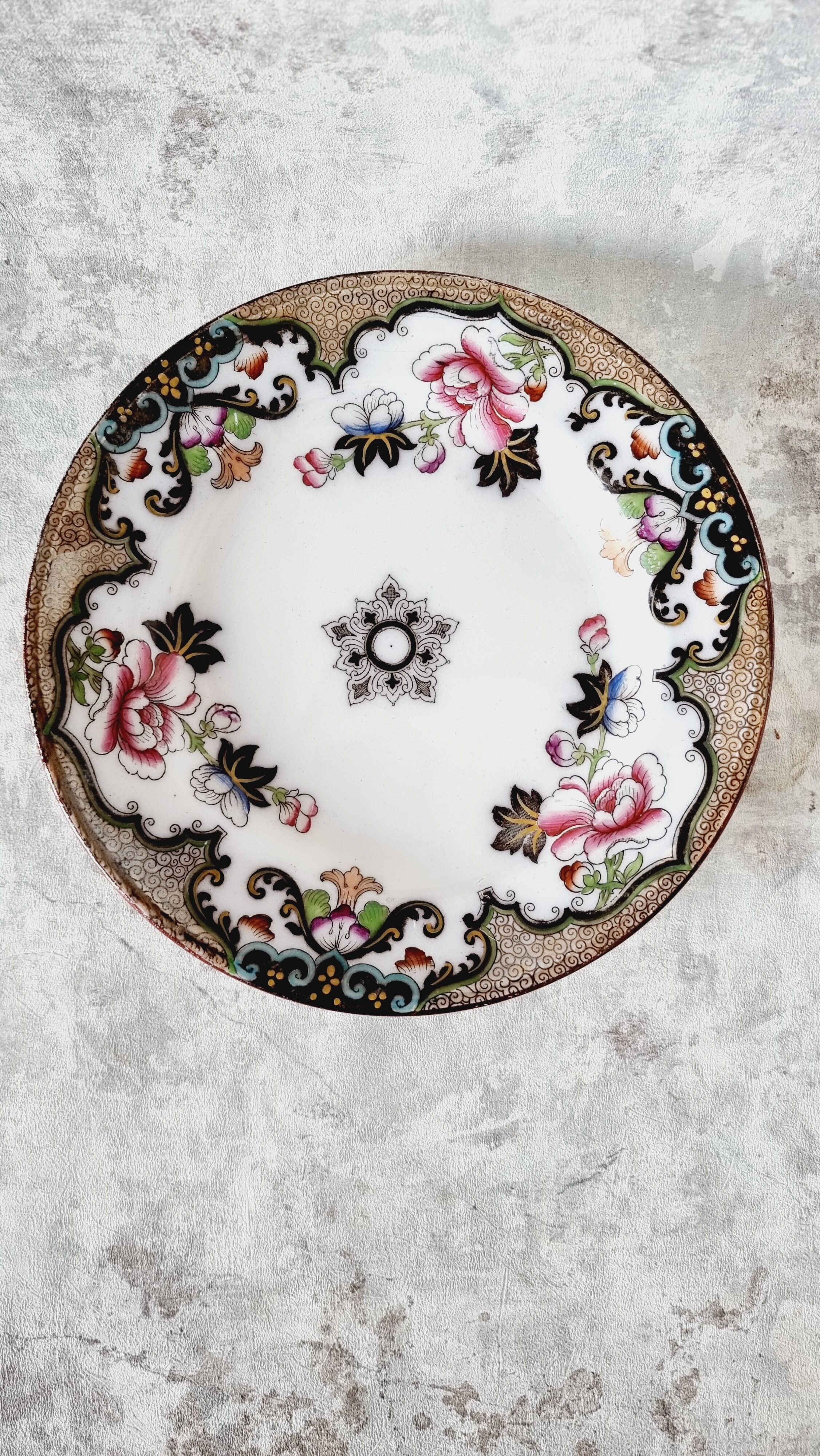 English Ceramic Plate Beech Hancock mod: Jeddo S.XIX Chinese Inspired Floral Patterns