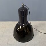 Large black enamel Bauhaus factory lamp