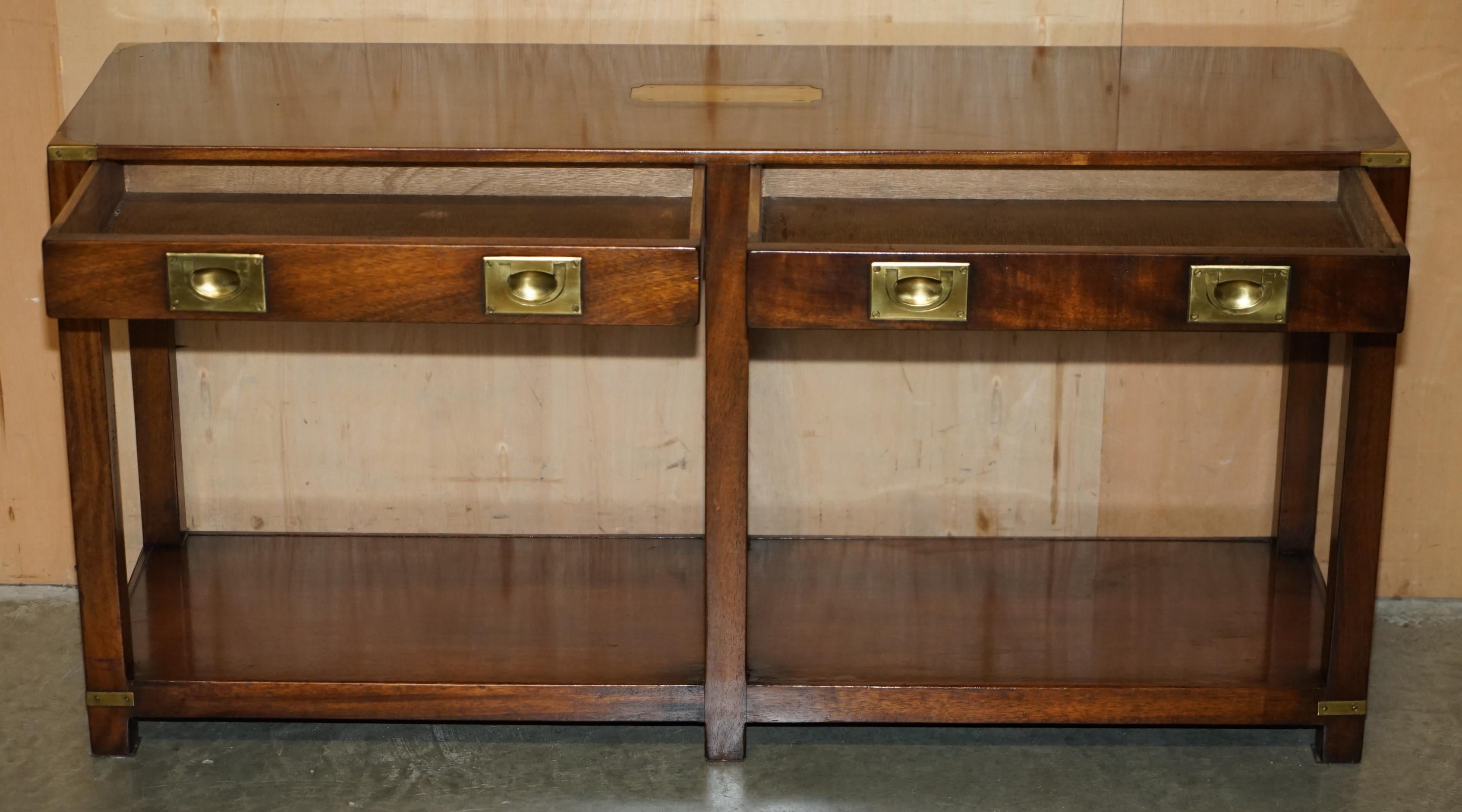 Kennedy Harrods military campaign console with two drawers