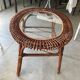 Rattan coffee table and glass in excellent condition