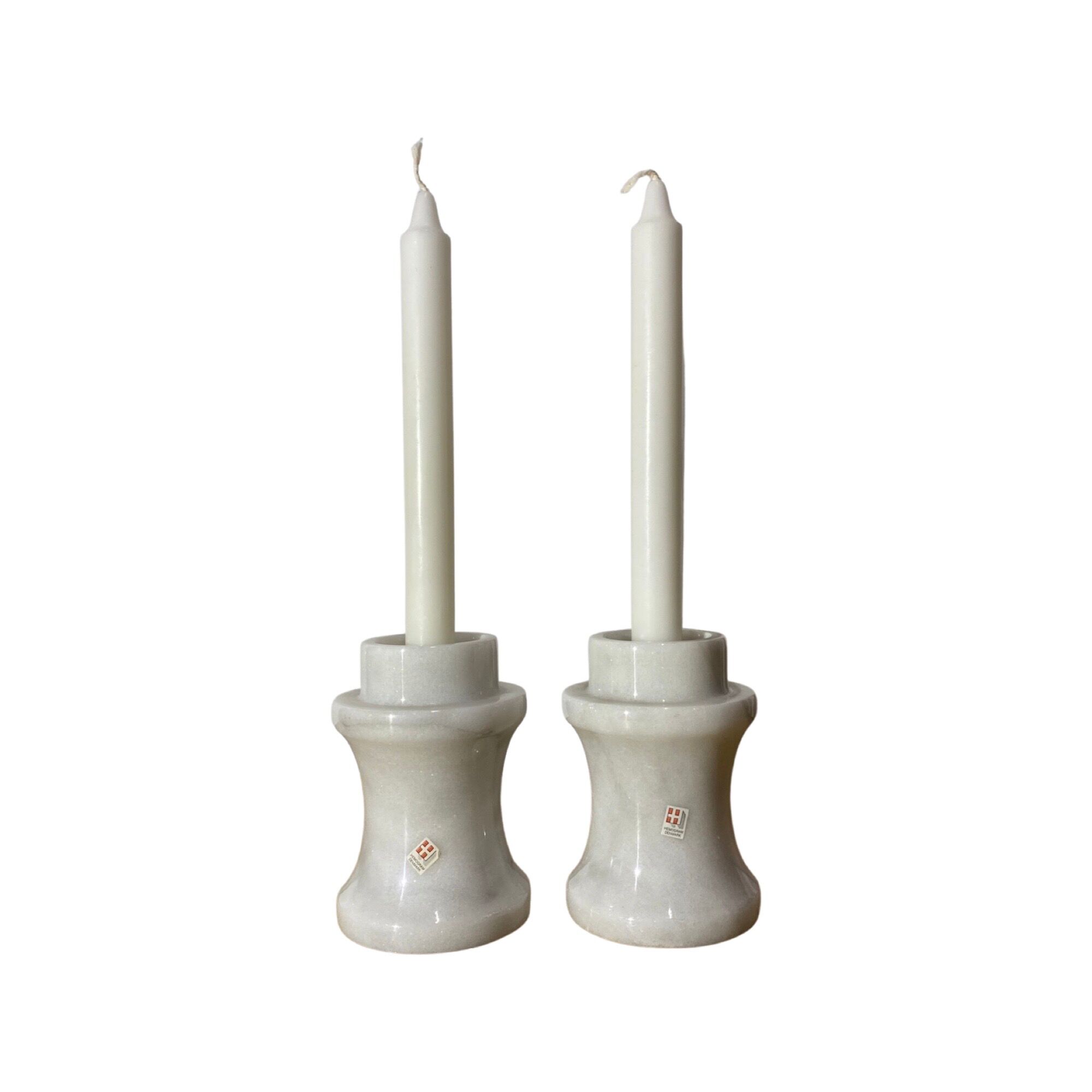 2 Vintage HEMOGRAM Denmark Marble Candlestick Holders | Set of 2 Candle Stick Holders